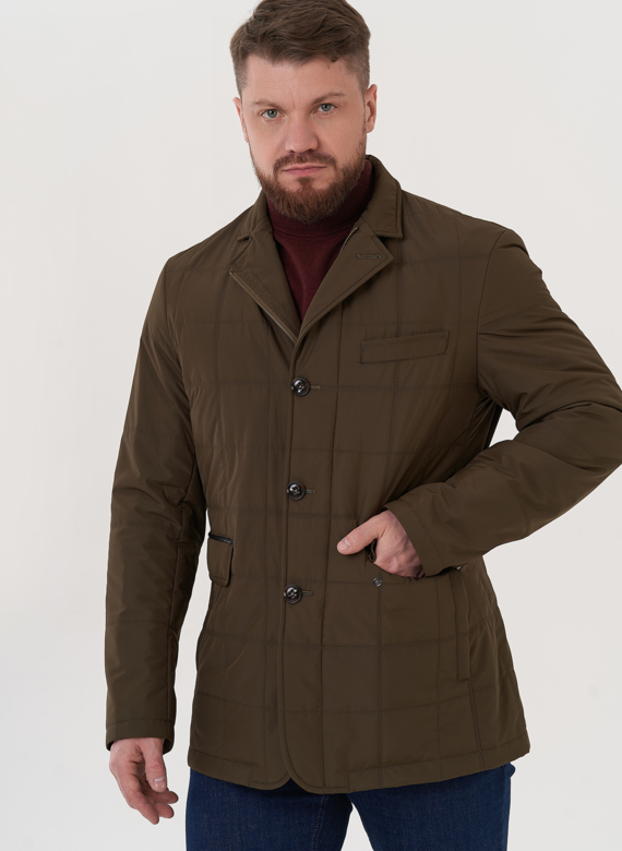 Мужская стеганая куртка цвета хаки