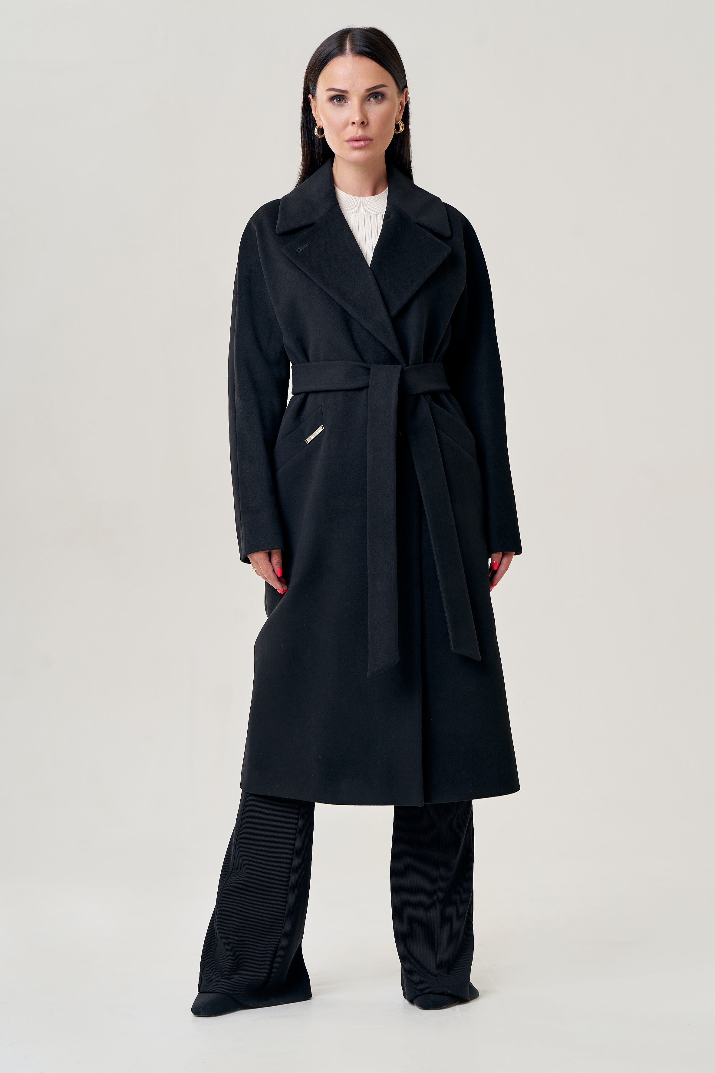 Пальто женское черного цвета 22959 купить в интернет-магазине с доставкой