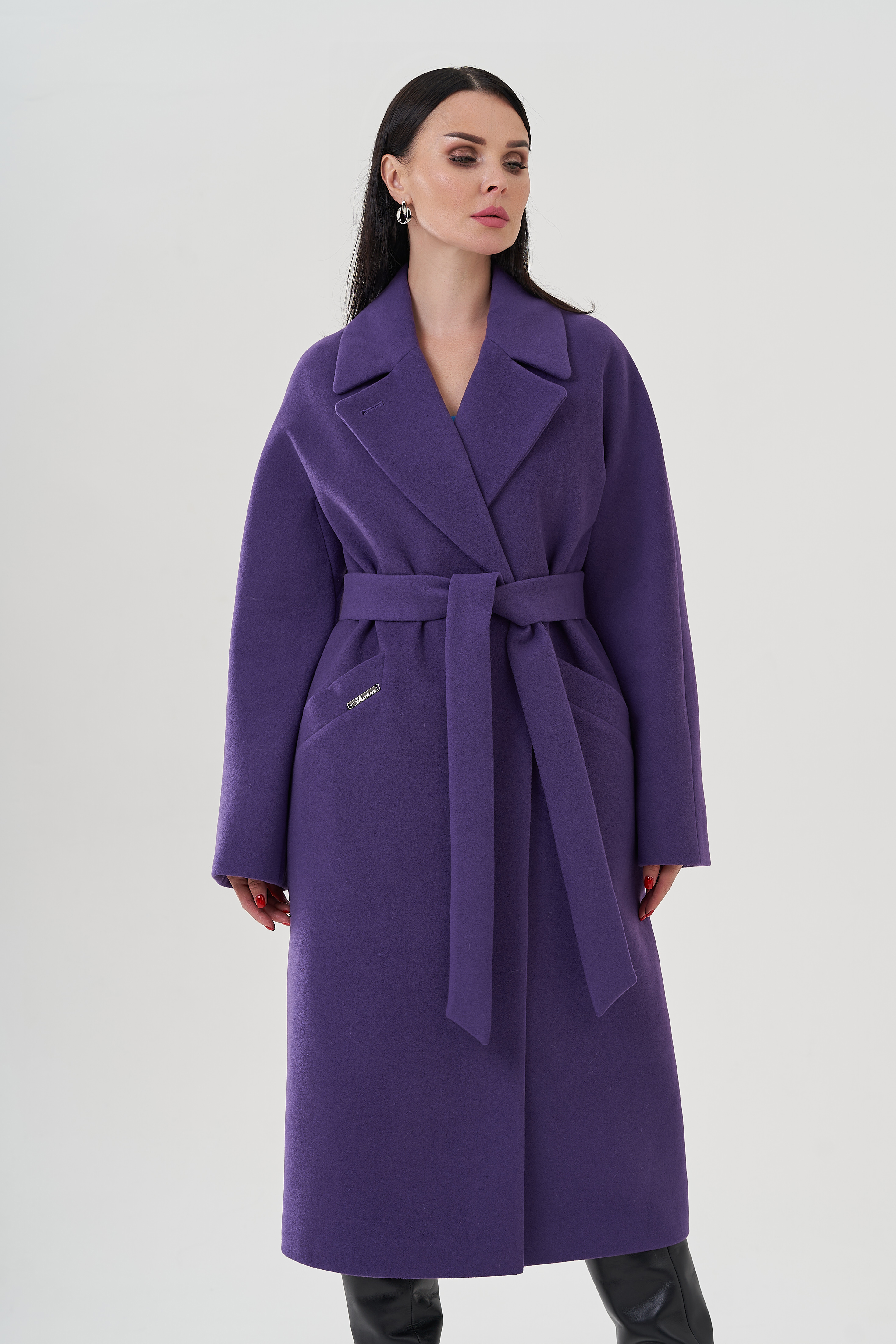 Пальто фиолетового цвета с английским воротником 24712 (фиолетовый) купить в интернет-магазине с доставкой