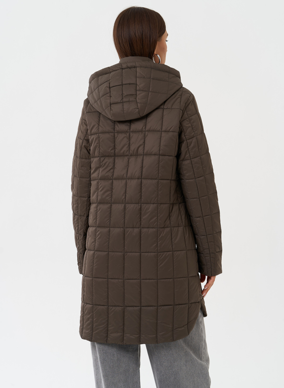 Стеганое пальто с капюшоном