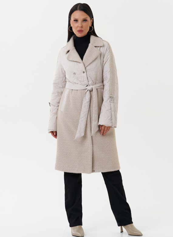Женское утепленное пальто с поясом