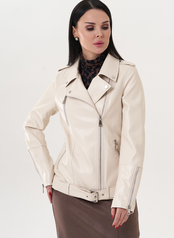 Куртка "косуха" молочного цвета