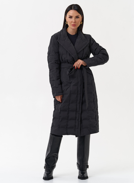 Женское утепленное пальто с английским воротником