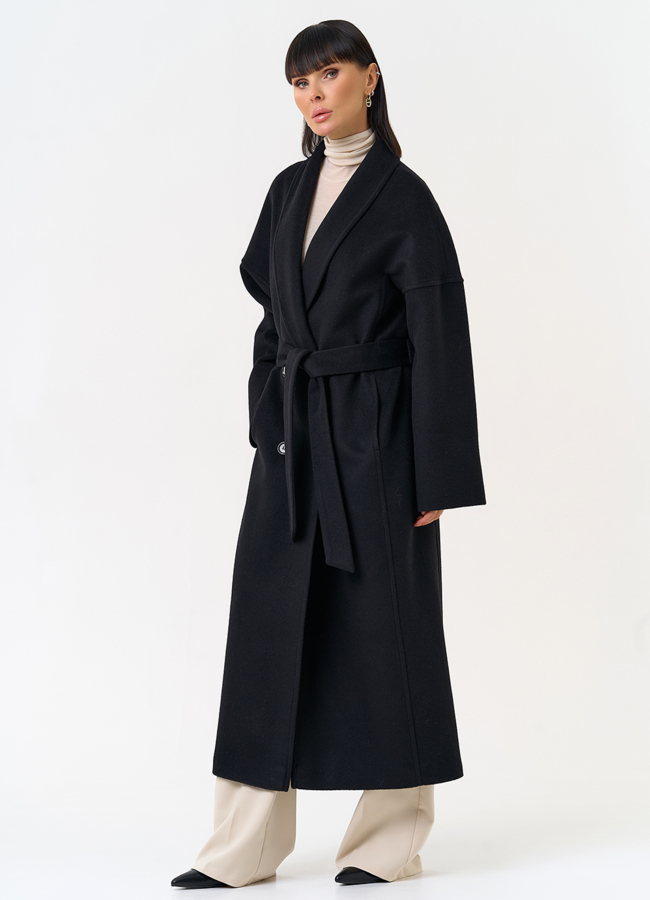 Женское пальто с воротником шаль модель № 31690 универмаг малина