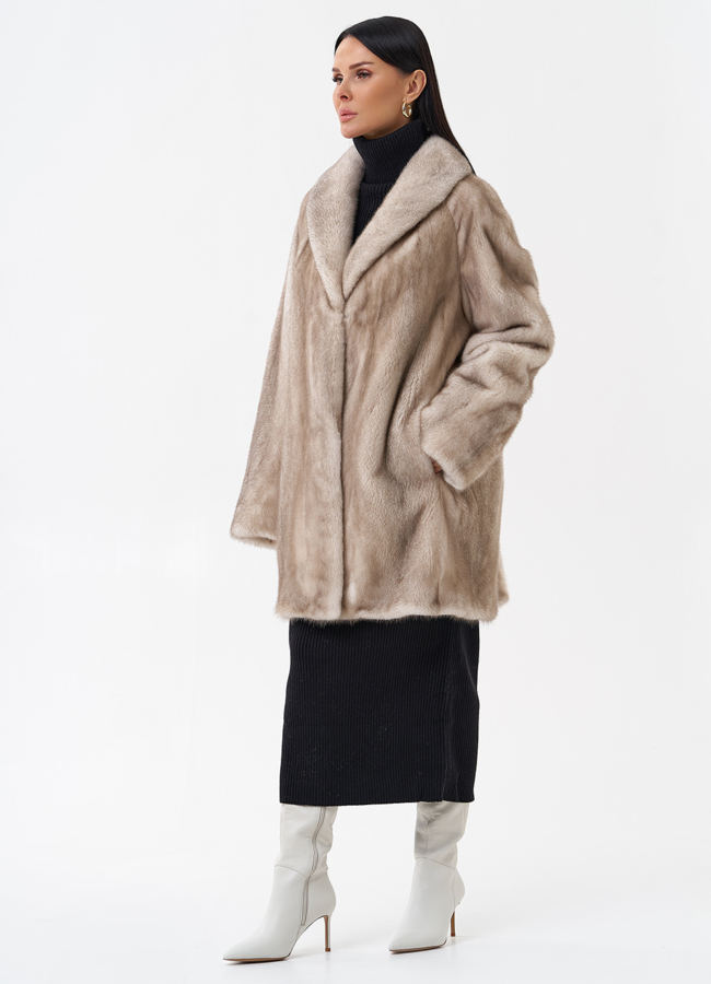 Норковая шуба с воротником модель № 29172 универмаг малина