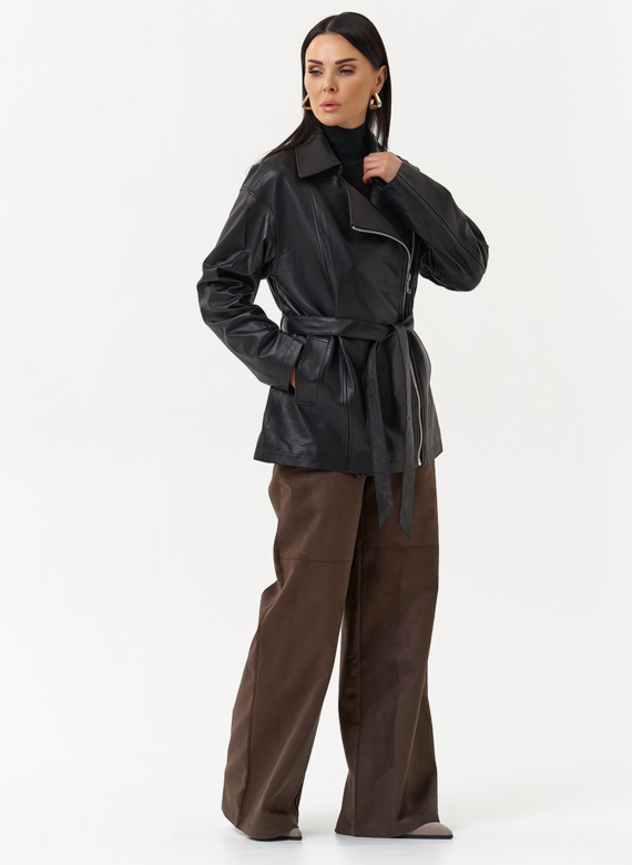 Куртка из натуральной кожи с поясом