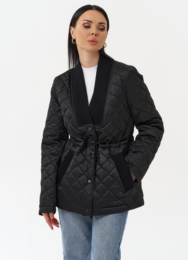 Женская утепленная стеганая куртка модель № 30051 меха малина