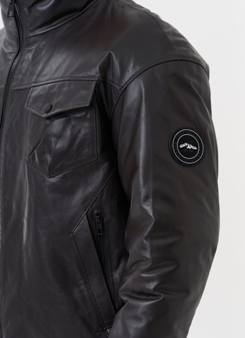 Мужской пуховик из натуральной кожи 