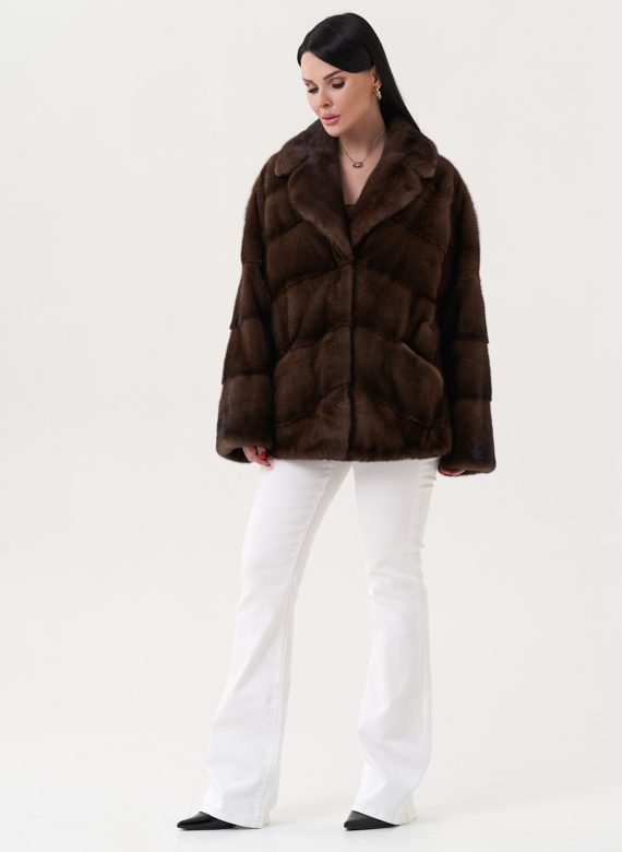 Укороченная шуба из меха норки