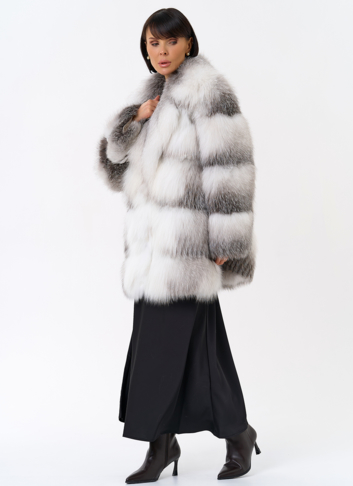 Шуба из белой лисы