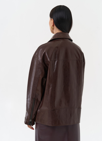 Куртка кожаная женская коричневая