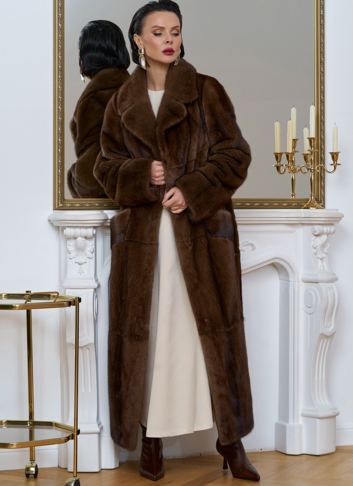 Длинная шуба из меха скандинавской норки