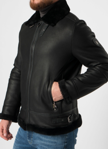 Дубленка пилот мужская на молнии 