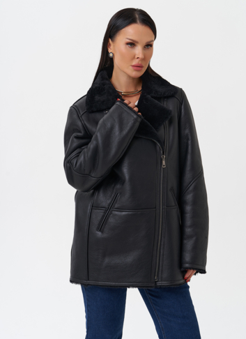 Женская дубленка черного цвета 