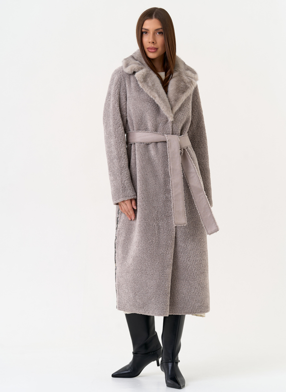 Женская двухсторонняя дубленка из эко замши