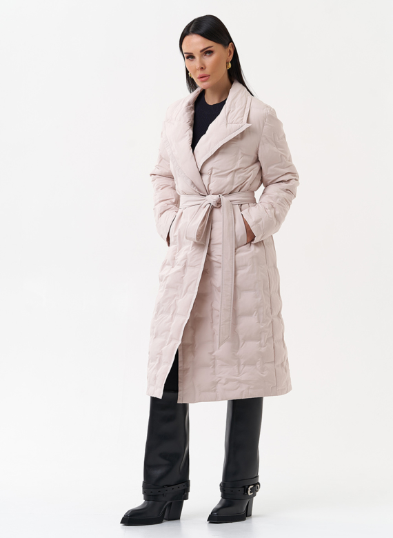 Женское утепленное пальто с английским воротником