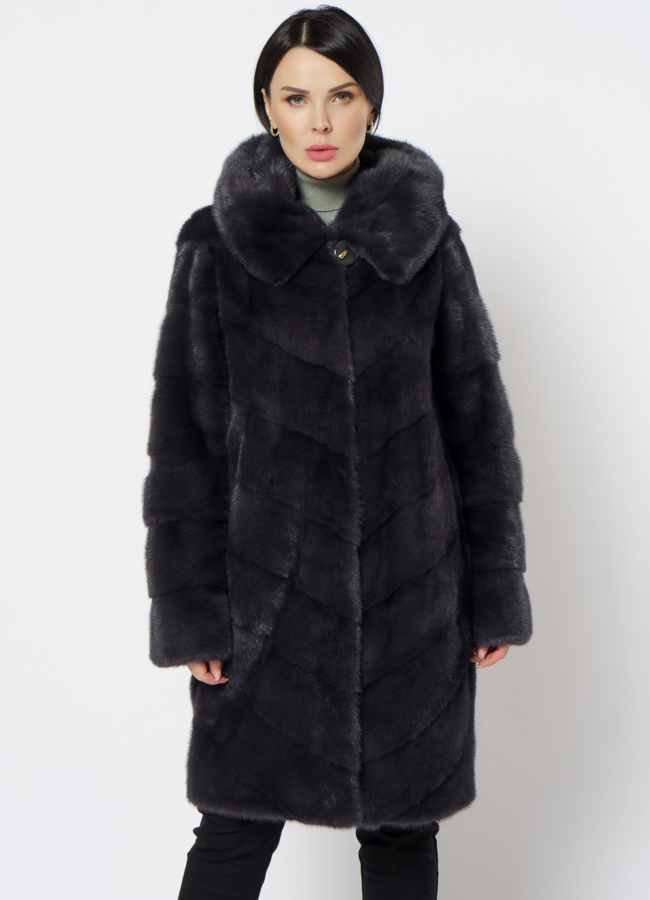 Норковая шуба - баллон модель № 24735 меха малина