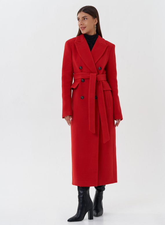 Двубортное пальто с английским воротником