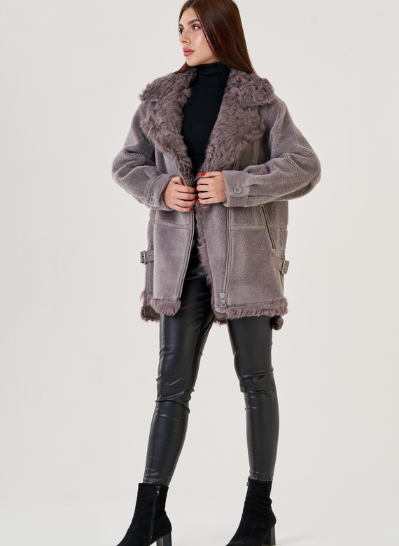 Женская куртка "косуха" из искусственного меха