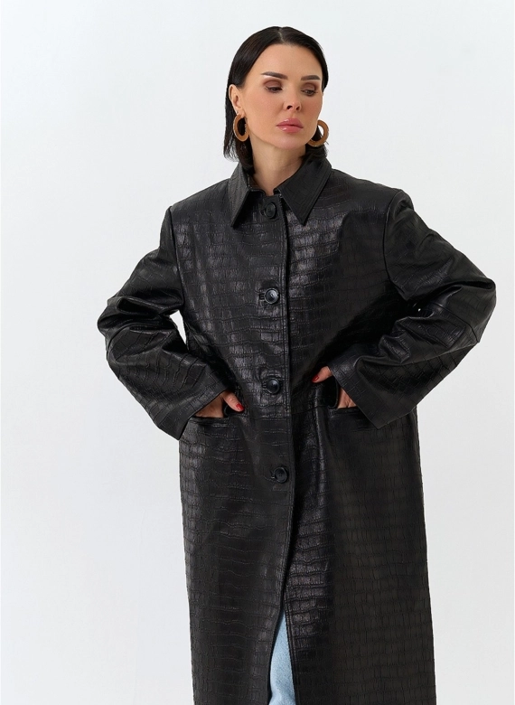 Женский плащ из натуральной кожи  фото