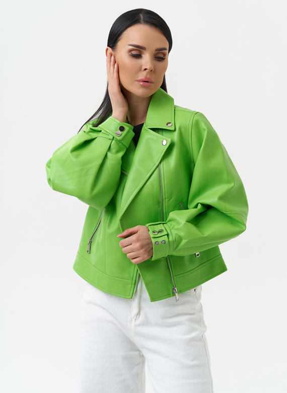 Куртка косуха из эко кожи зеленого цвета