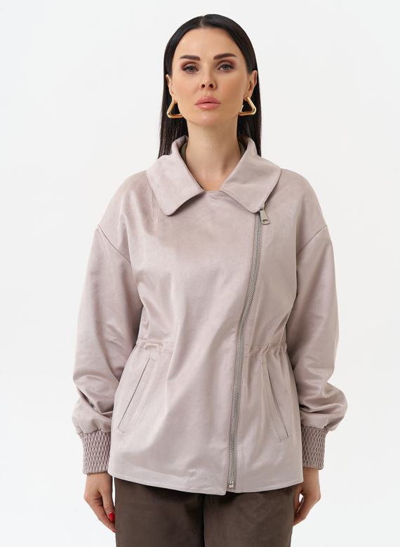 Женская куртка из эко замши с поясом