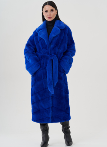 Шуба из норки синего цвета