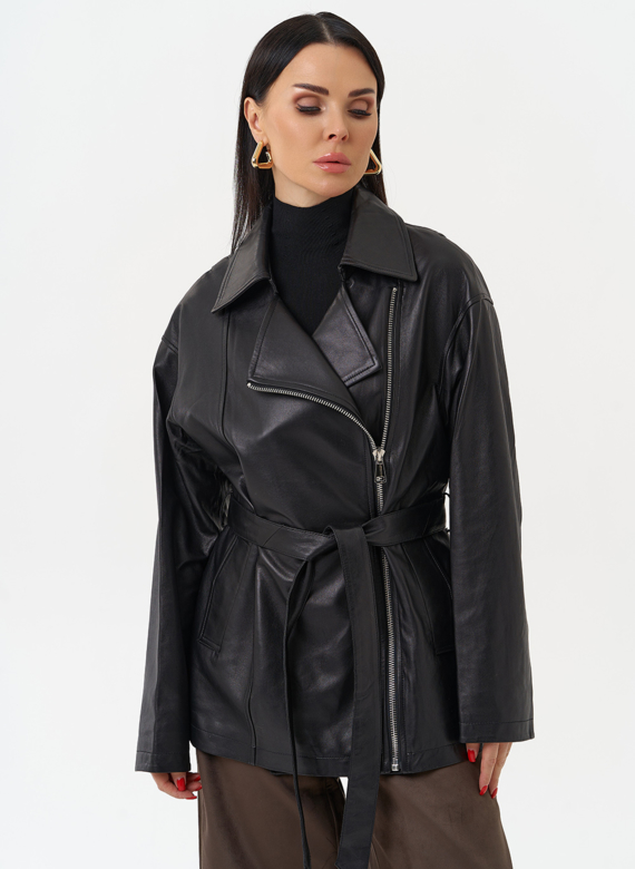 Куртка из натуральной кожи с поясом