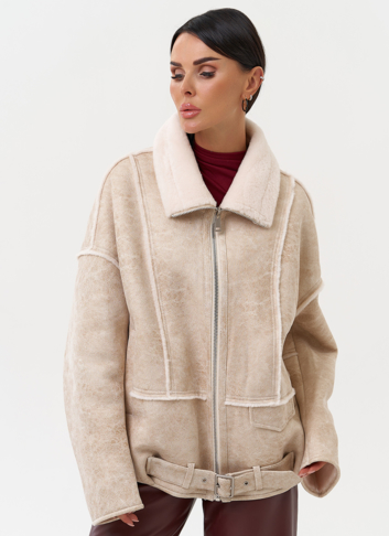 Женская дубленка из эко замши