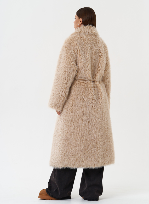 Длинная эко шуба под овчину