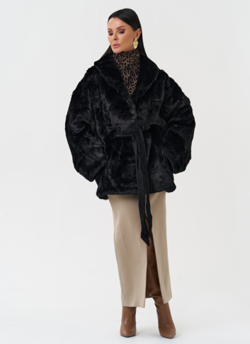 Шуба из меха норки с поясом