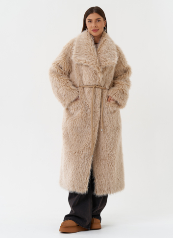 Длинная эко шуба под овчину