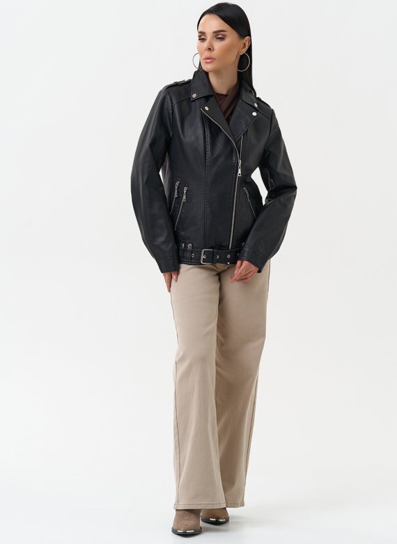 Куртка косуха из эко кожи черного цвета