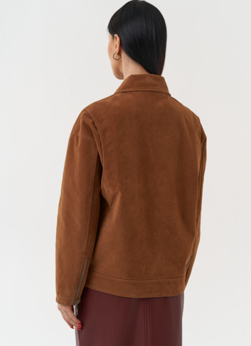 Куртка косуха из эко замши коричневого цвета
