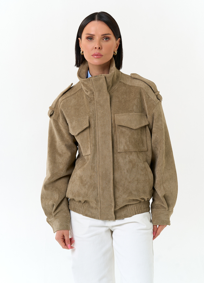 Женская куртка бомбер из эко замши модель № 33161 в рассрочку