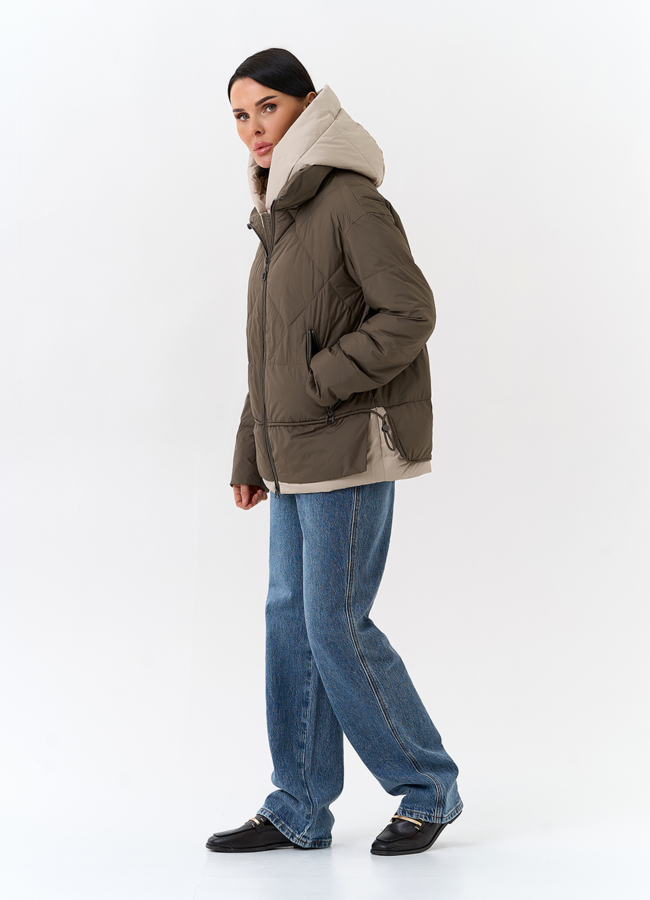 Женская куртка с контрастным капюшоном модель № 32509 в рассрочку