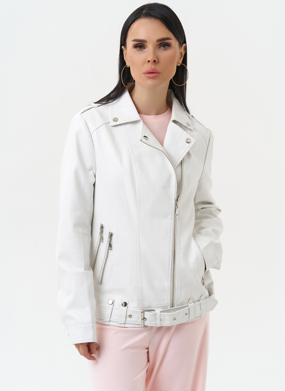 Куртка косуха из эко кожи белого цвета