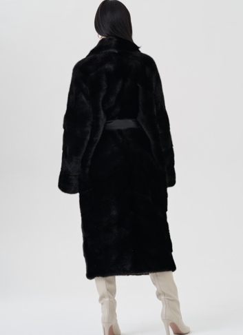 Норковая шуба с английским воротником 