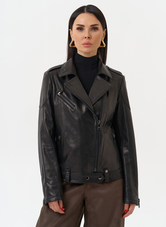 Куртка кожаная черного цвета