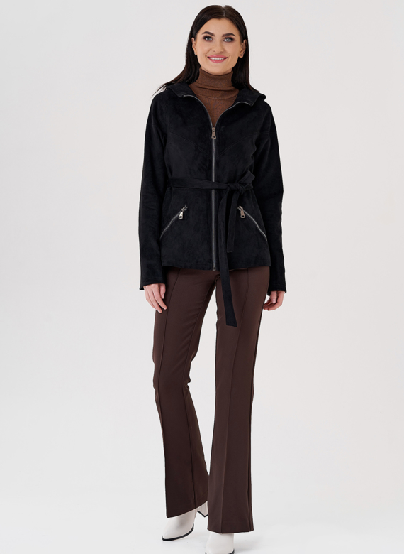 Куртка из эко замши с капюшоном