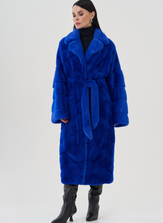 Шуба из норки синего цвета