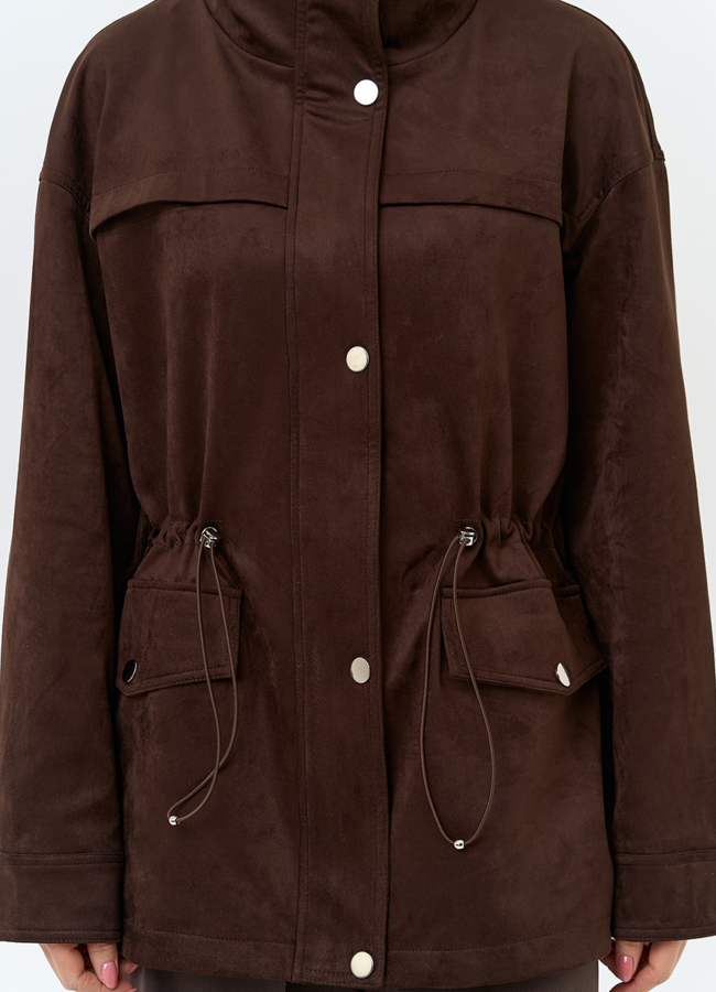 Женская куртка парка из эко замши  модель № 32775 универмаг малина