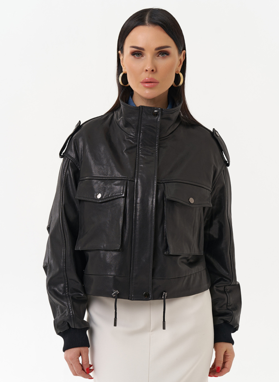 Женская куртка бомбер из натуральной кожи