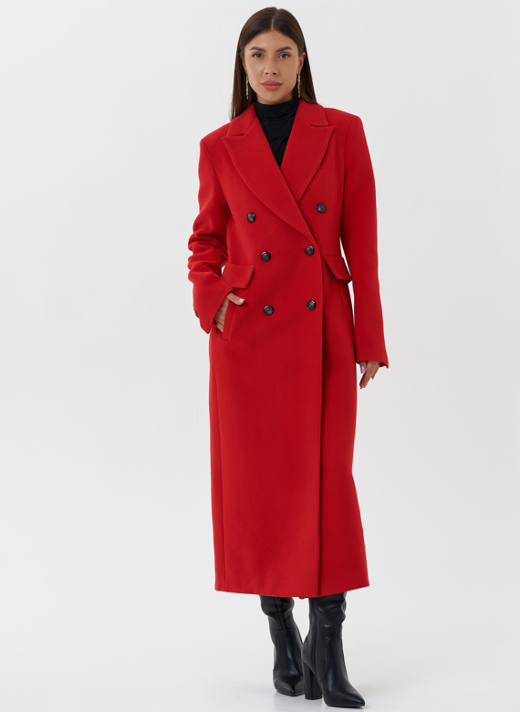 Двубортное пальто с английским воротником