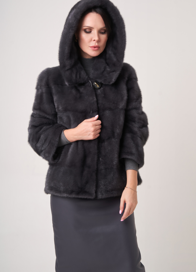 Норковая шуба трансформер с капюшоном модель № 24956 в рассрочку