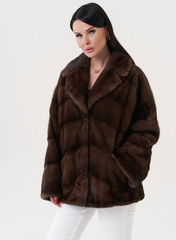Укороченная шуба из меха норки