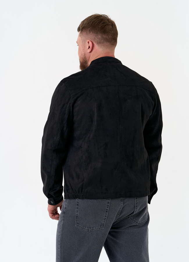 Мужская куртка из эко замши черного цвета модель № 30302 в рассрочку