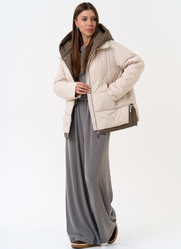 Женская куртка с контрастным капюшоном