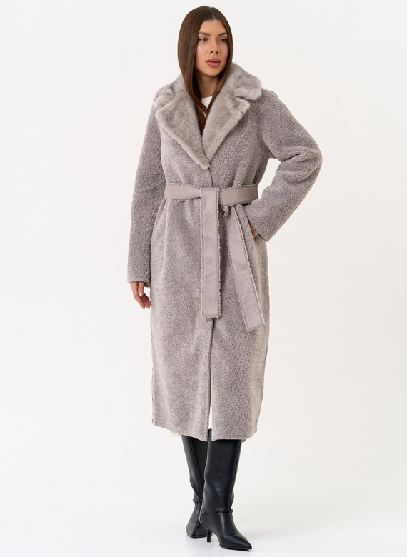 Женская двухсторонняя дубленка из эко замши