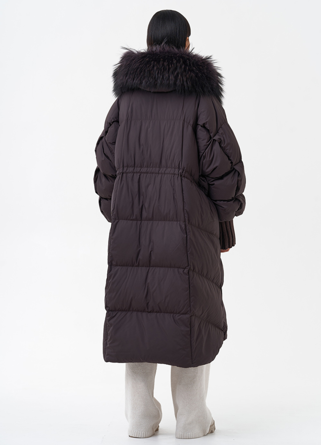 фото Длинный женский пуховик с капюшоном модель № 29359